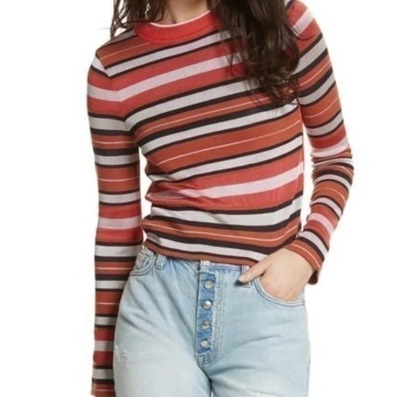 FREE PEOPLE New Age Crewneck Sweater In Pink Size medium GUC - Picture 1 of 9